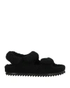 Officine Creative Italia Woman Sandals Black Size 8 Shearling