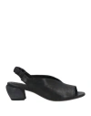 Officine Creative Italia Woman Sandals Black Size 8 Soft Leather In Black