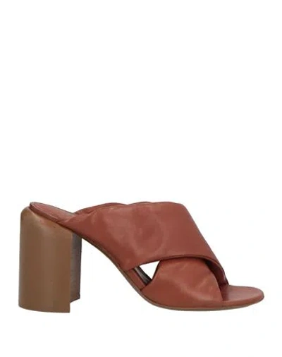 Officine Creative Italia Woman Sandals Brown Size 10 Leather