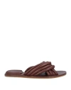 Officine Creative Italia Woman Sandals Brown Size 8 Soft Leather
