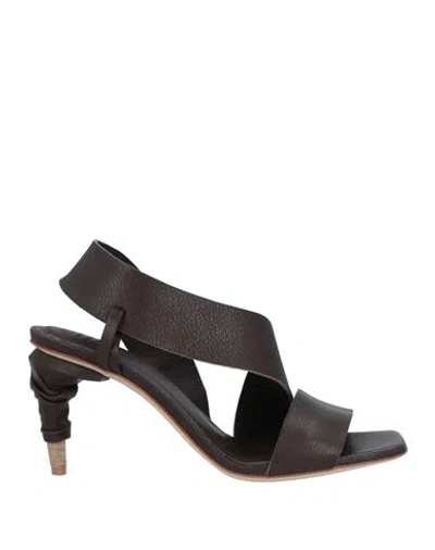 Officine Creative Italia Woman Sandals Dark Brown Size 7.5 Leather