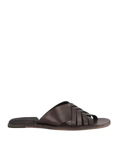 Officine Creative Italia Woman Sandals Dark Brown Size 8 Leather