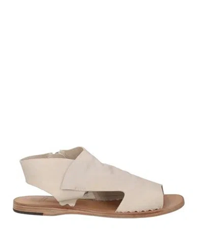 Officine Creative Italia Woman Sandals Ivory Size 7 Leather In Neutral