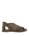 Officine Creative Italia Woman Sandals Khaki Size 7 Leather In Beige