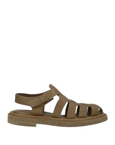 Officine Creative Italia Woman Sandals Military Green Size 5.5 Leather
