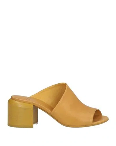Officine Creative Italia Woman Sandals Mustard Size 10 Leather In Yellow