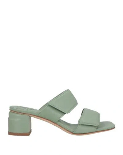 Officine Creative Italia Woman Sandals Sage Green Size 8 Leather