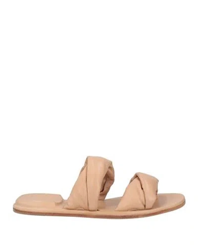 Officine Creative Italia Woman Sandals Sand Size 7 Soft Leather In Beige