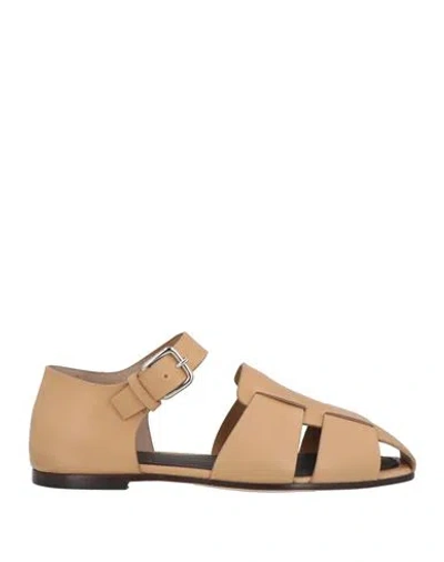 Officine Creative Italia Woman Sandals Sand Size 8 Soft Leather In Beige