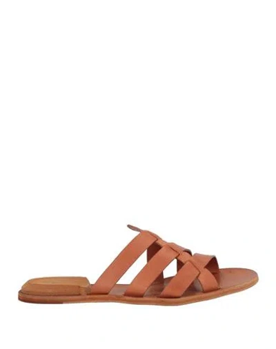 Officine Creative Italia Woman Sandals Tan Size 8 Leather In Brown