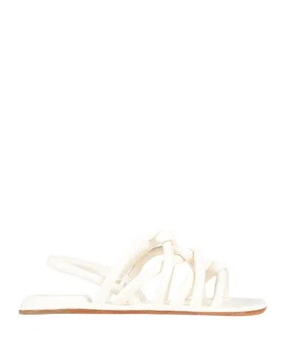 Officine Creative Italia Woman Sandals White Size 8 Soft Leather