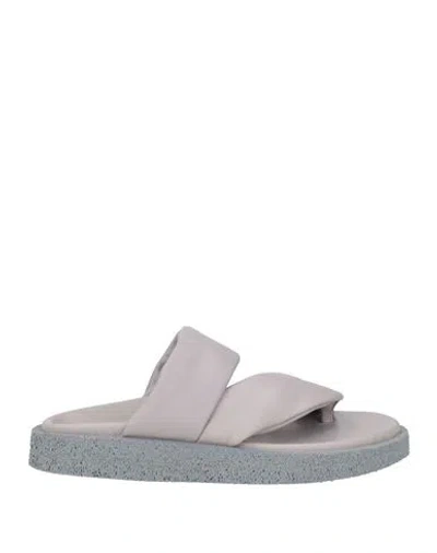 Officine Creative Italia Woman Thong Sandal Grey Size 8 Soft Leather