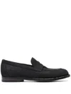 Officine Creative Opera Suede Penny Loafers In 黑色