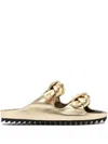Officine Creative Knotted Double-strap Sandals In Gold
