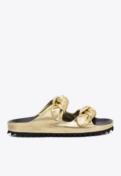 Officine Creative Knotted Leather Sandals In Gold