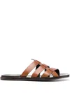 Officine Creative Kontraire Leather Slides In Braun