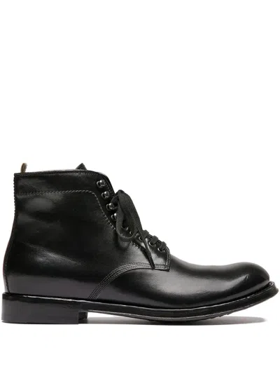 Officine Creative Lace-up Leather Boots In Black