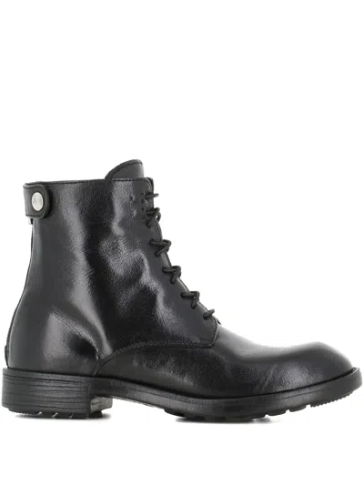 Officine Creative Lace-up Zip-detail Boots In Black