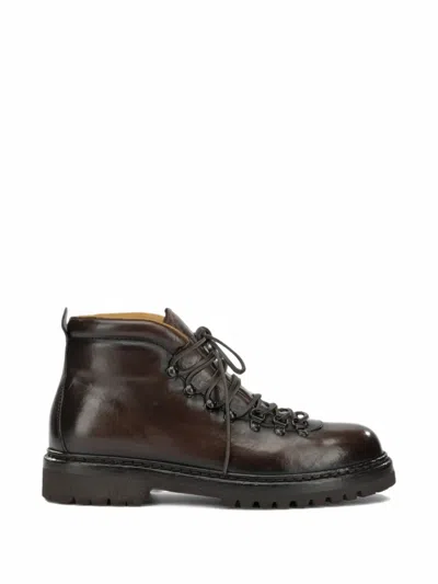 Officine Creative Lace-up Leather Boots In Brown