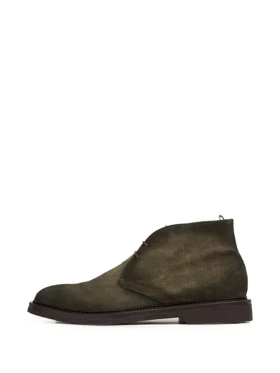 Officine Creative Lace-up Suede Boots In Green