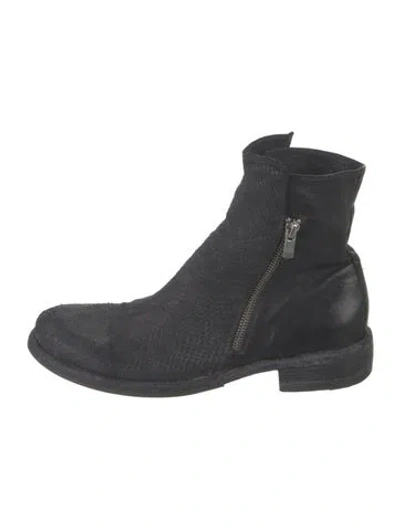 Pre-owned Officine Creative Leather Animal Print Moto Boots In Black
