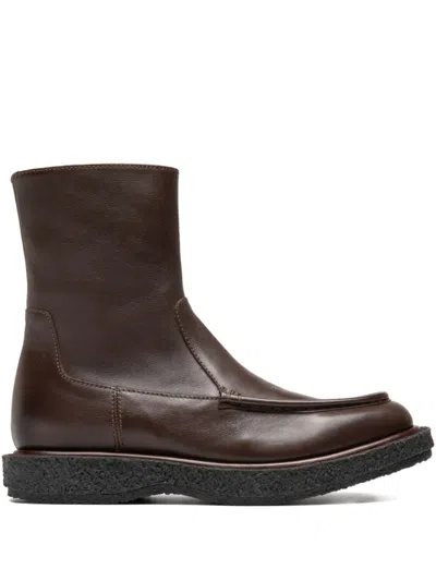 Officine Creative Leather Ankle Boots In Brown