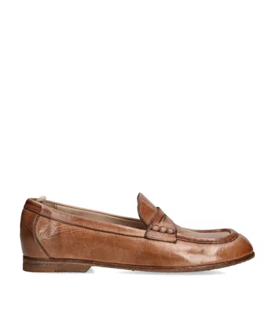 Officine Creative Leather Badge Loafers In Beige