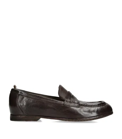 Officine Creative Leather Badge Loafers In Brown