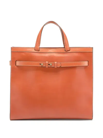 Officine Creative Leather Belt-buckle Shoulder Bag In Orange