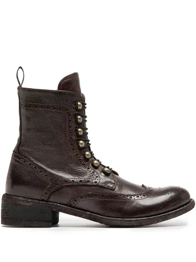 Officine Creative Leather Boots In Brown