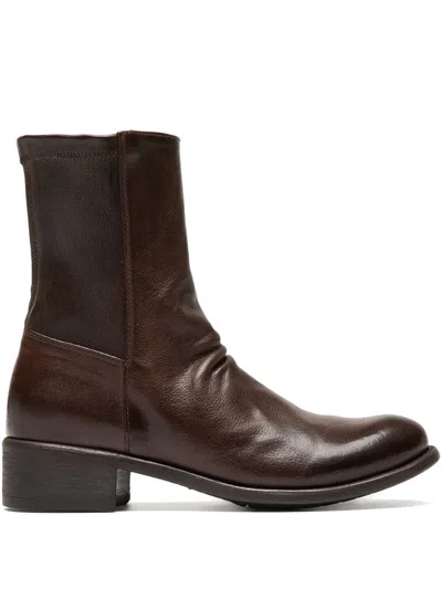 Officine Creative Leather Boots In Brown
