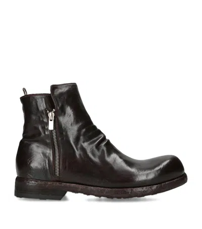Officine Creative Leather Bulla Ankle Boots In Brown