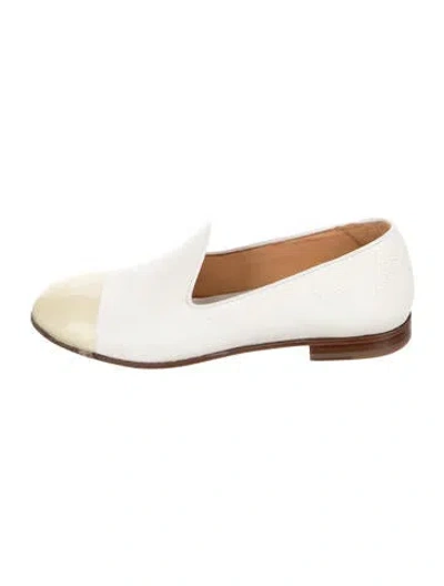 Pre-owned Officine Creative Leather Colorblock Pattern Loafers In White