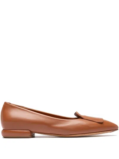 Officine Creative Leather Flat Pumps In Brown