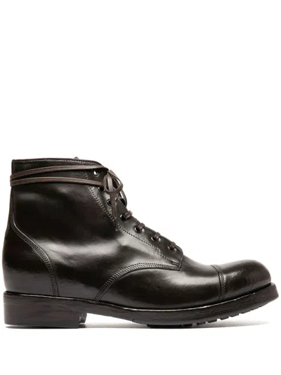 Officine Creative Leather Lace-up Boots In Brown