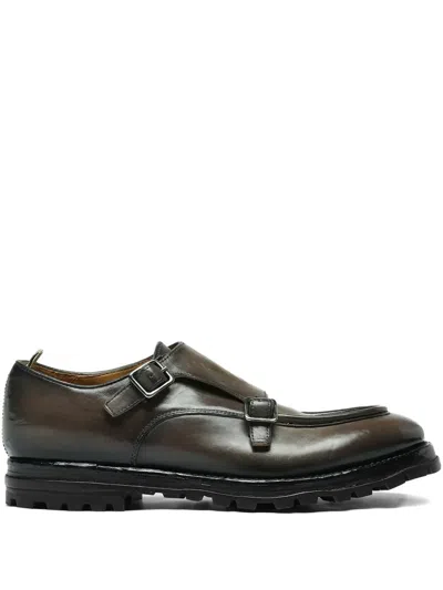 Officine Creative Leather Monk Shoes In 灰色
