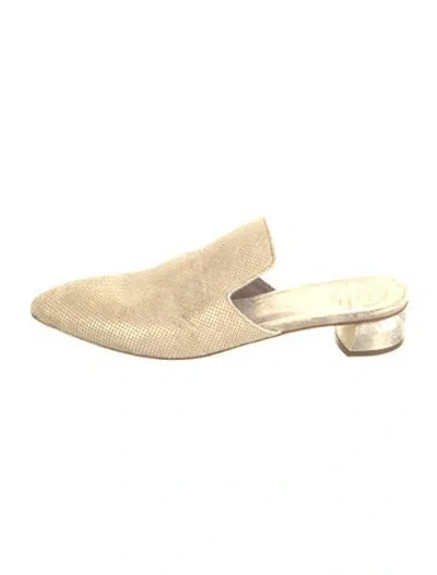 Pre-owned Officine Creative Leather Printed Mules In Gold/metallic