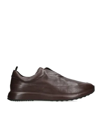 Officine Creative Leather Race Slip-on Sneakers In Brown