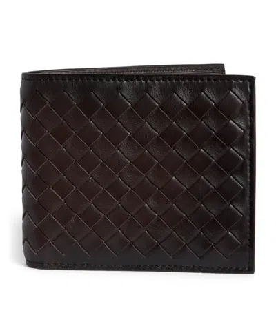 Officine Creative Leather Woven Boudin Bifold Wallet In Brown