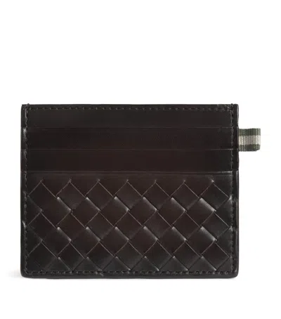 Officine Creative Leather Woven Boudin Card Holder In Brown