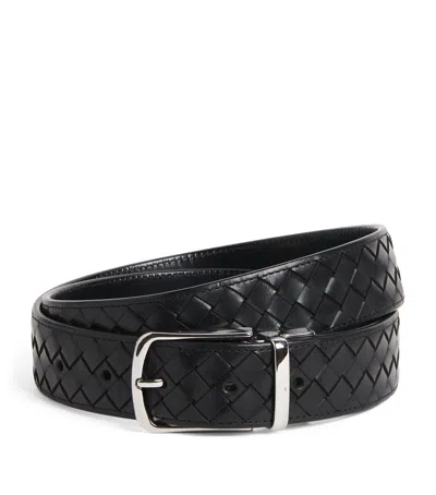 Officine Creative Leather Woven Reversible Belt In Black