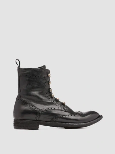 Officine Creative Lexikon 131 Leather Brogue Ankle Boots In Black