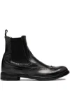 Officine Creative Lexikon 151 Elastic-panel Brogue Boots In Black