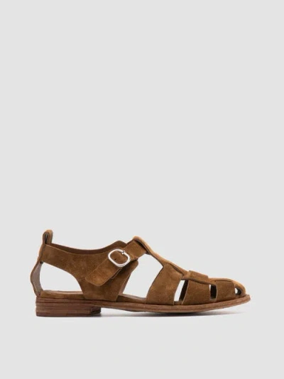 Officine Creative Lexikon 536 Suede Woven Sandals In Brown