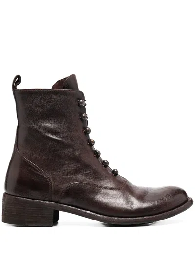 Officine Creative Lison Lace-up Boots In Brown