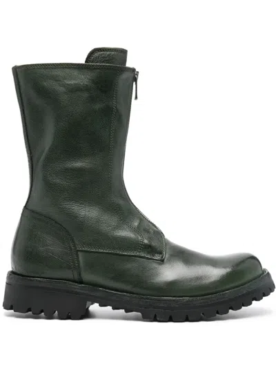 Officine Creative Loraine 015 Round-toe Leather Boots In Grün