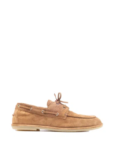 Officine Creative Love 001 Suede Boat Shoes In Brown