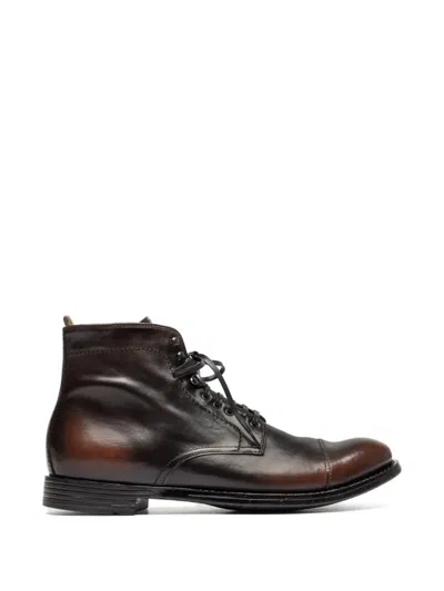 Officine Creative Mavic 006 Patina Leather Boots In Brown