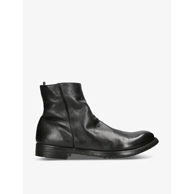 Officine Creative Mens Black Hive Side-zip Leather Ankle Boots