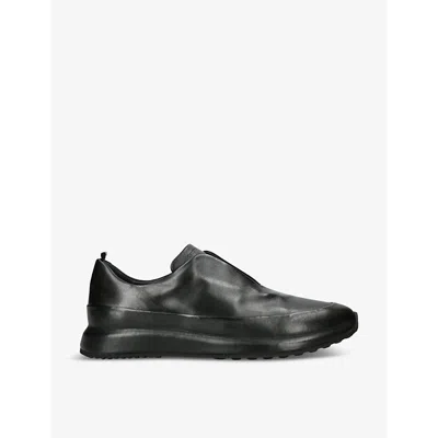 Officine Creative Mens Black Race Leather Low-top Trainers